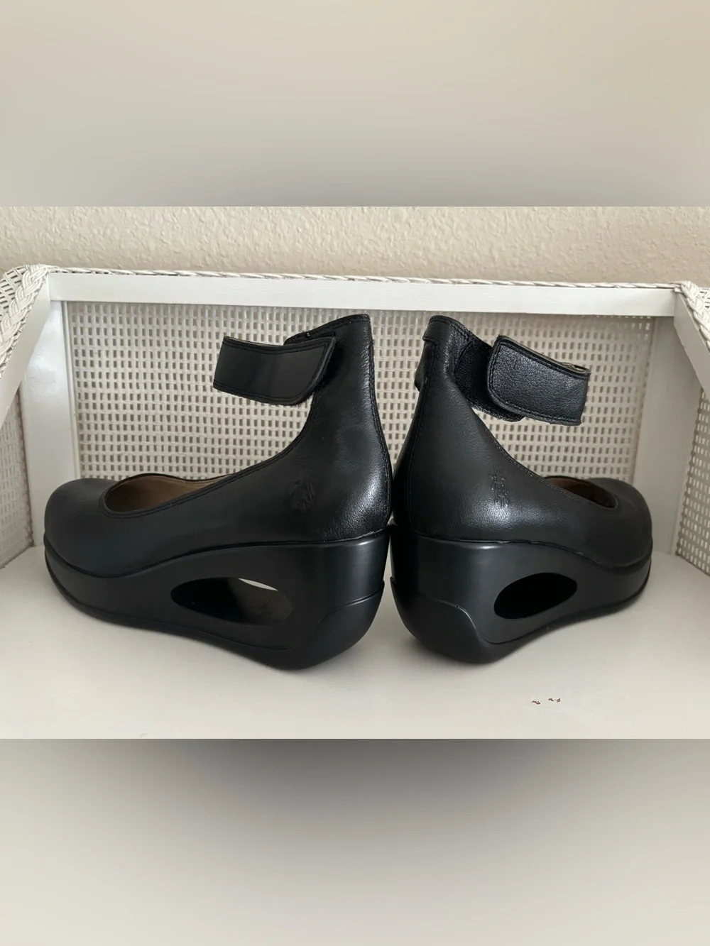 Fly London HELI797FLY Black Mary Jane Platform Wedge Ankle Straps - Worn Once!
